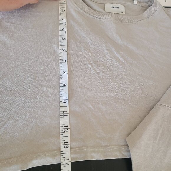 NWT Joah Brown Slouchy Crop Long Sleeve Fog Cotton USA Womens S/M - Picture 5 of 7